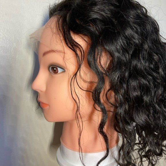 Short Bob Curly Human Hair Lace Front Wig - Picture 7 of 15